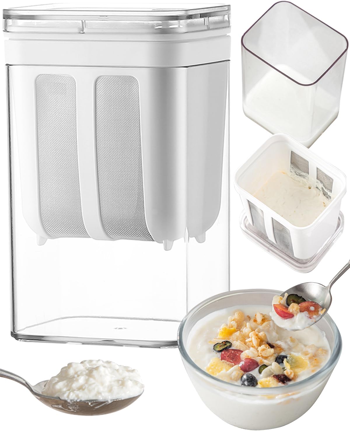 Fine Mesh Stainless Steel Greek Yogurt Strainer with Lid | Yogurt Maker & Cheese Strainer