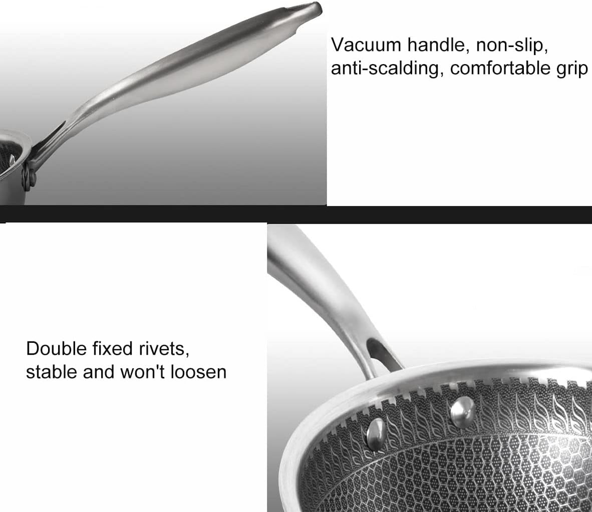 Double Sided Honeycomb Laser Coated Wok With Handle & Lid