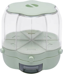 6-Compartment Rotating Rice Storage Dispenser – Flower Pattern, 7L Cereal Container