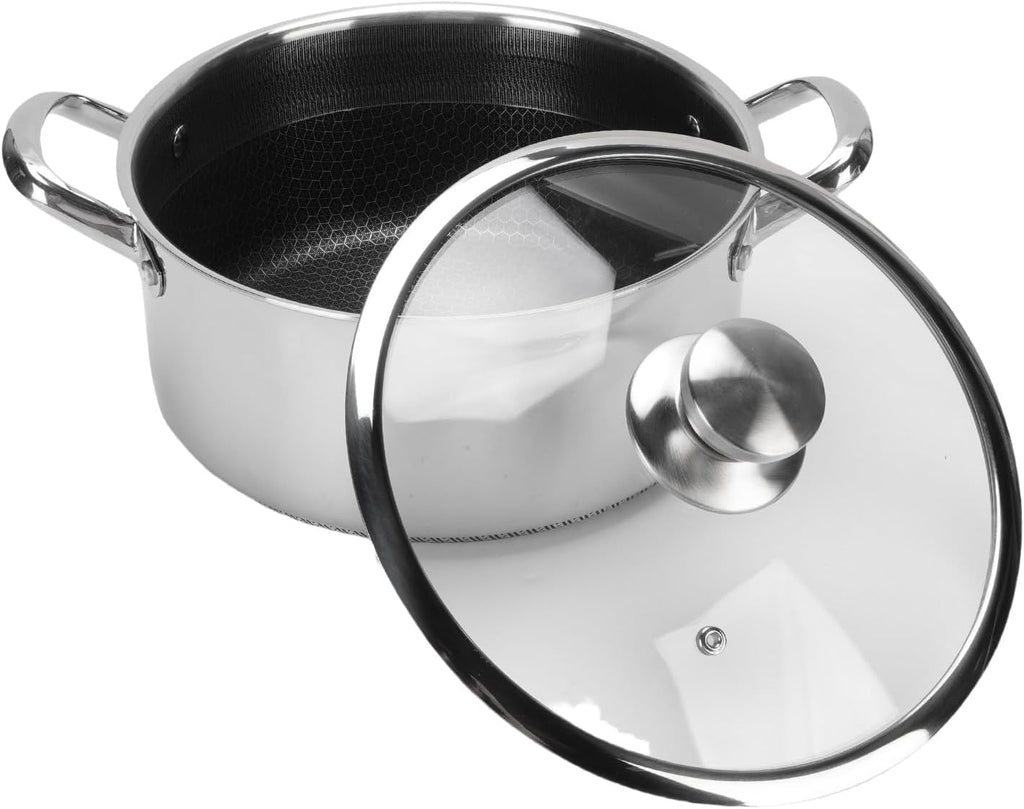 Double Sided Honeycomb Laser Coated Steel Soup Pot With Lid
