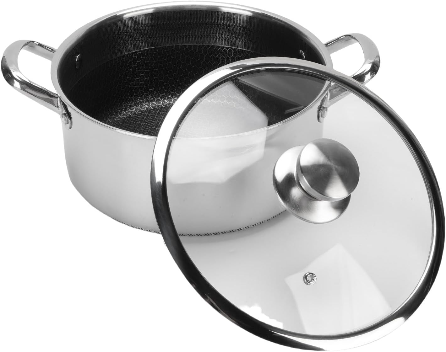 Double Sided Honeycomb Laser Coated Steel Soup Pot With Lid
