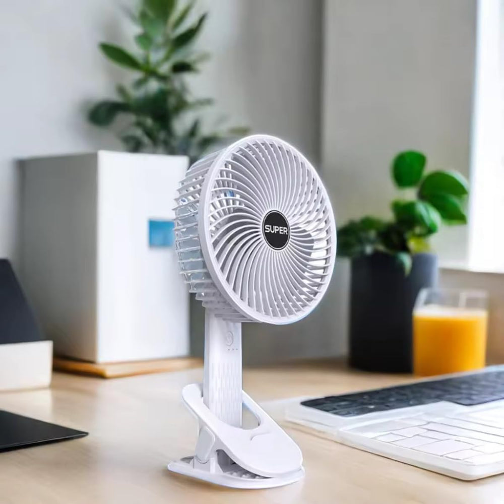 Handheld Clipped Portable 3 Gears Rechargeable Desktop Fan