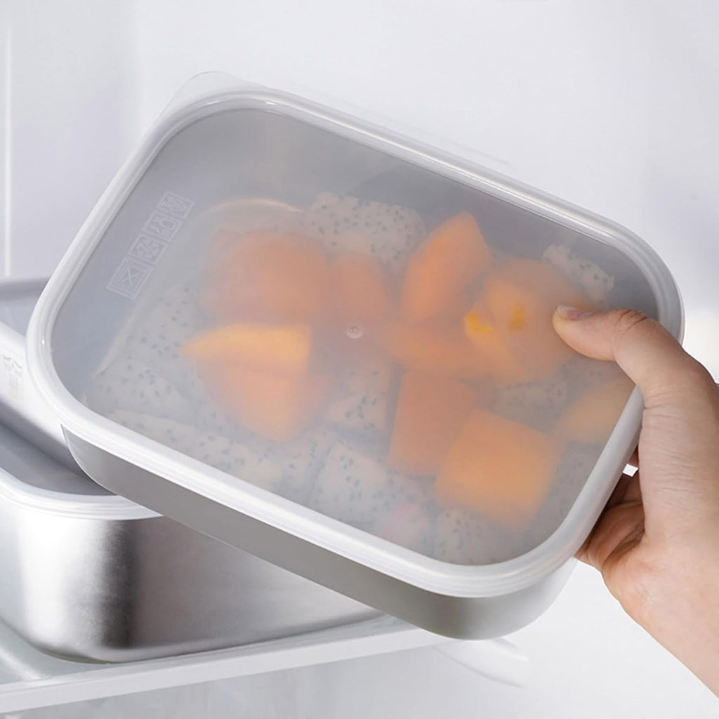 Set of 3 – Japanese Style Shallow Stainless Steel Refrigerator Storage Boxes