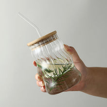 Glass Tumbler with Bamboo Lids and Glass Straw