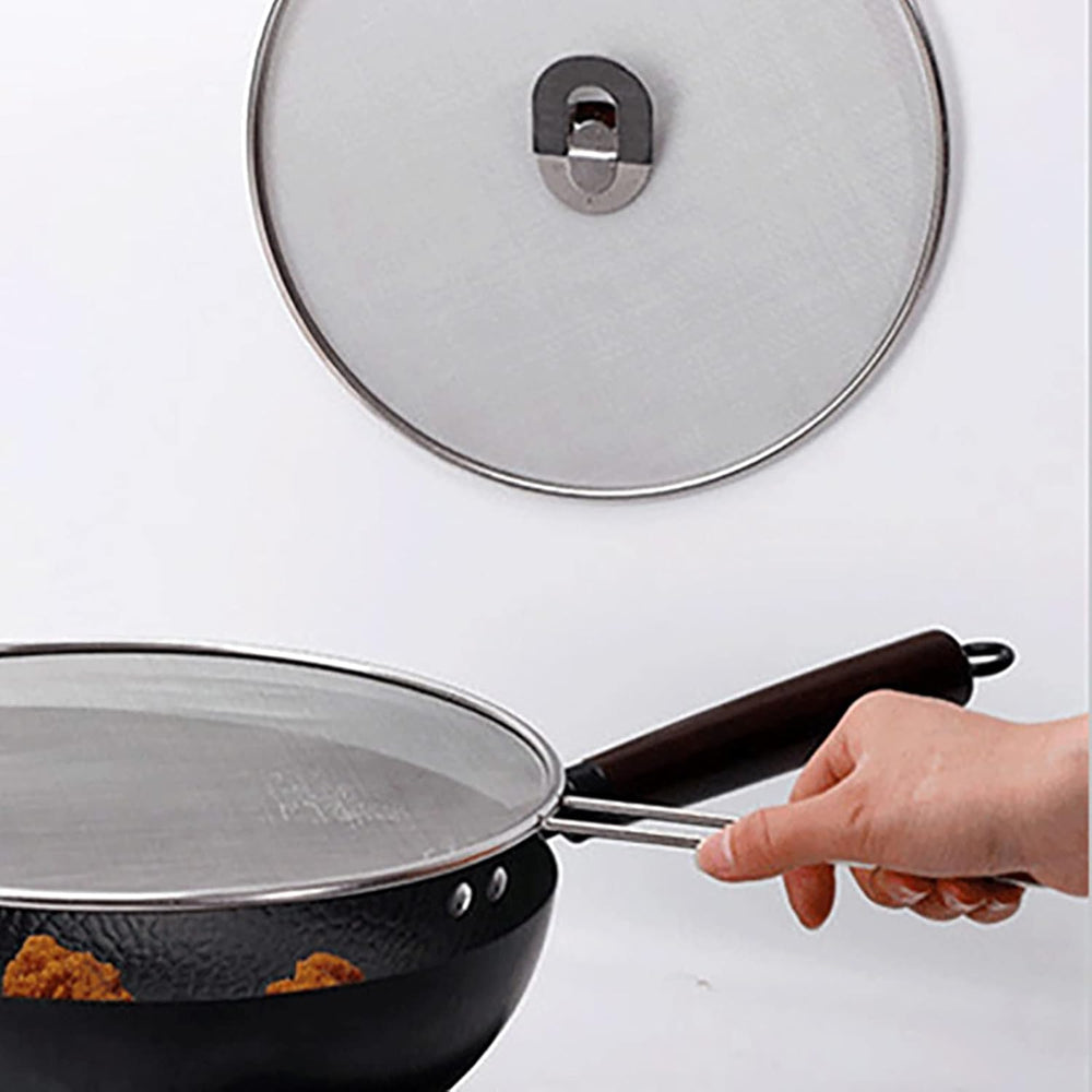 Fine Mesh Splatter Screen with Fold-Flat Knob – 29cm Stainless Steel Oil Splash Guard