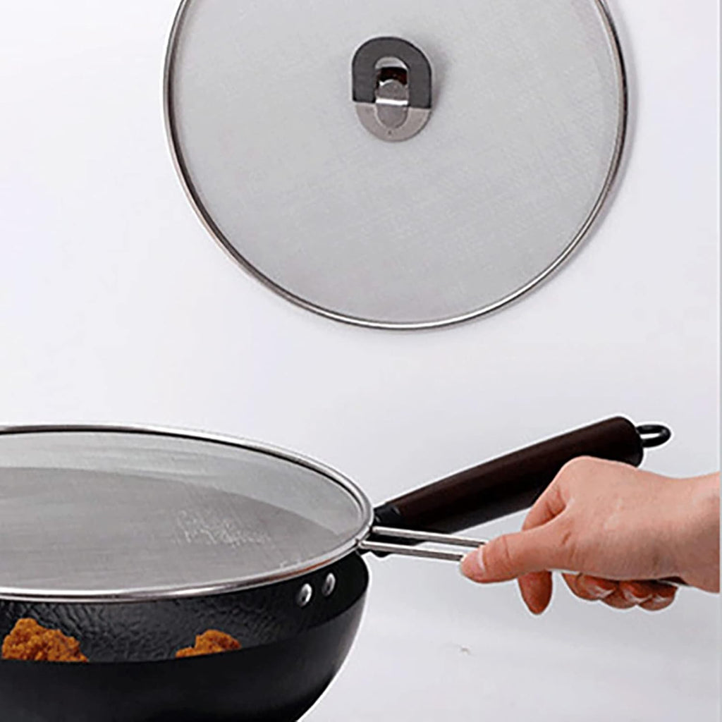 Fine Mesh Splatter Screen with Fold-Flat Knob – 29cm Stainless Steel Oil Splash Guard
