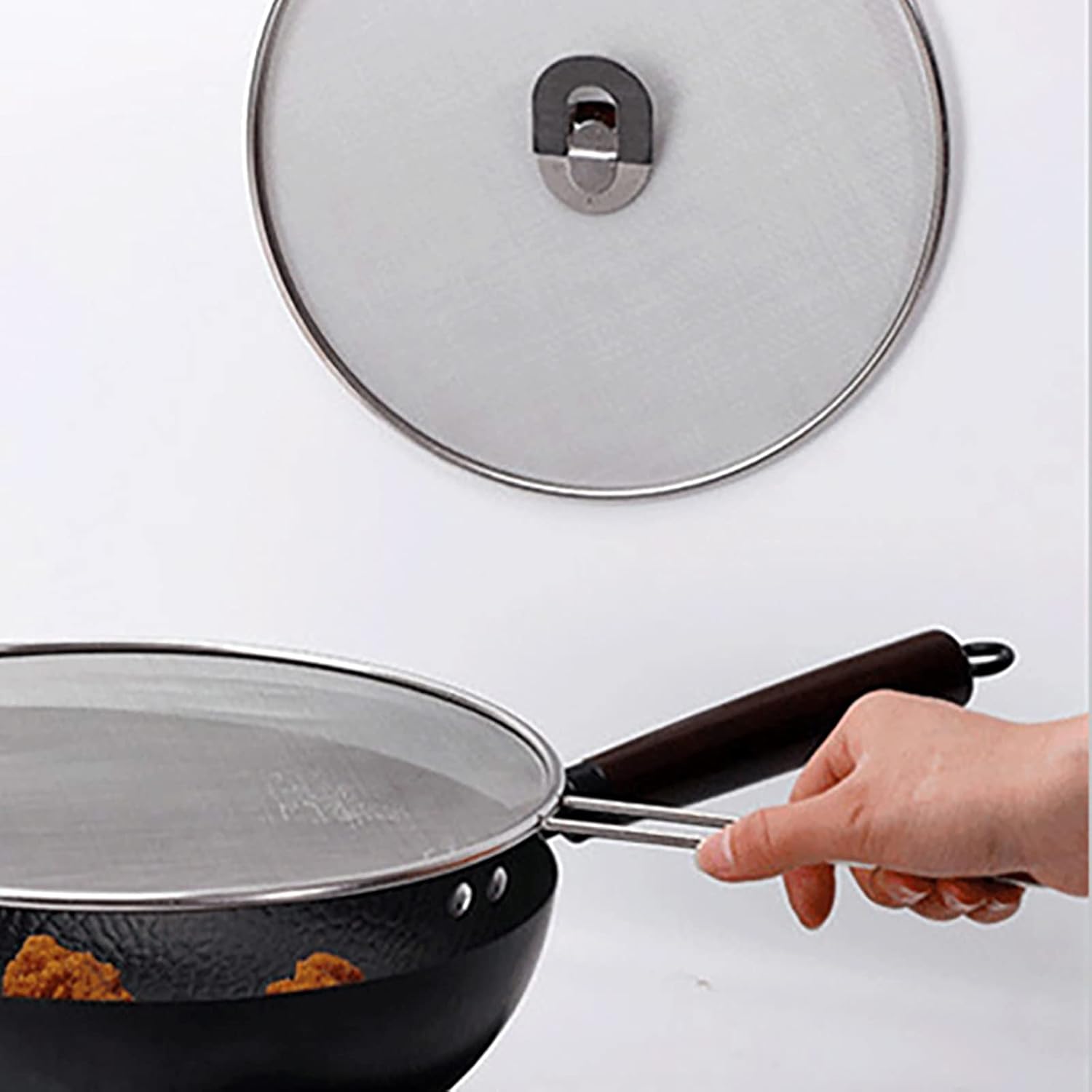 Fine Mesh Splatter Screen with Fold-Flat Knob – 29cm Stainless Steel Oil Splash Guard