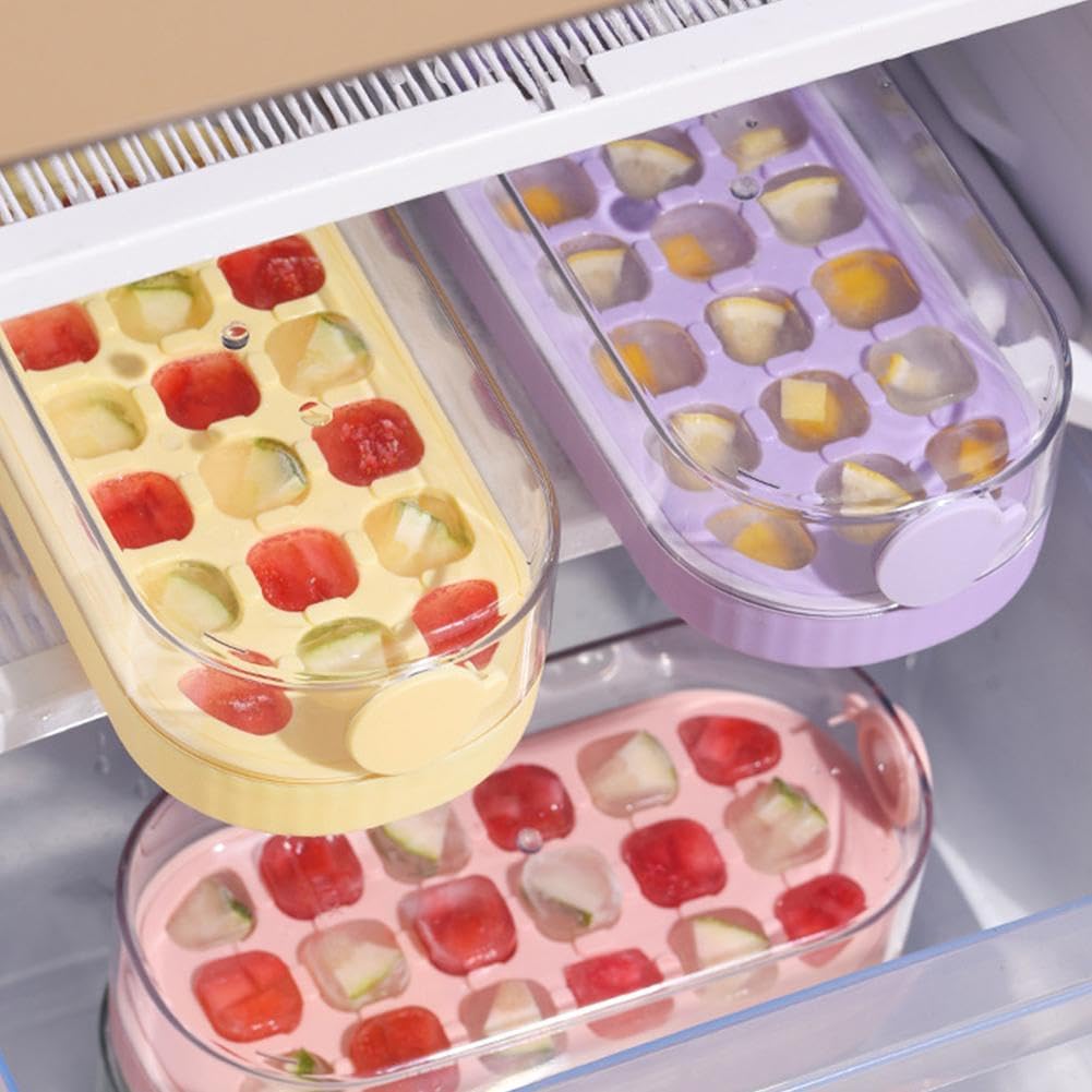 Random Colour - 2 in 1 Ice Cube Bottle Tray - 800ml 18 Cubes Vertical Ice Maker Cup for Freezer