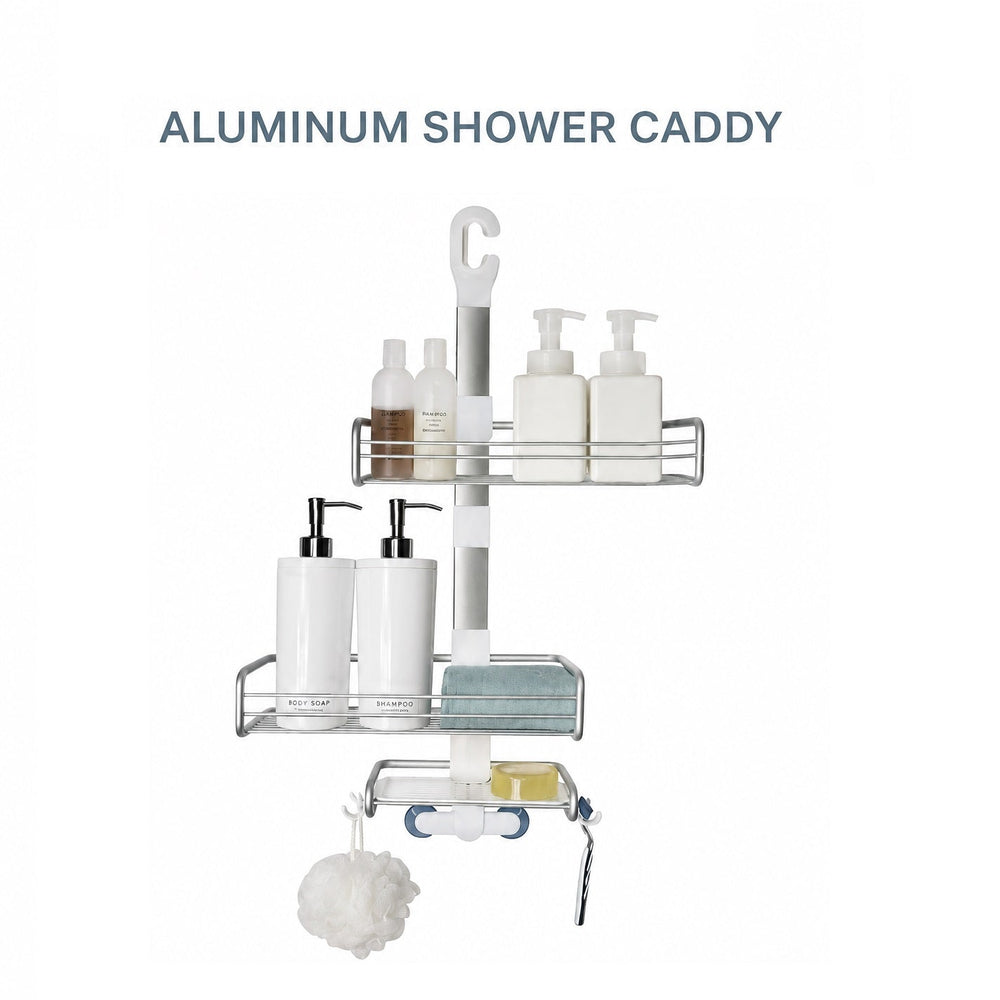 Hanging Shower Caddy Shelf with Soap Dish & Hooks