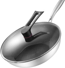 Double Sided Honeycomb Laser Coated Wok With Handle & Lid