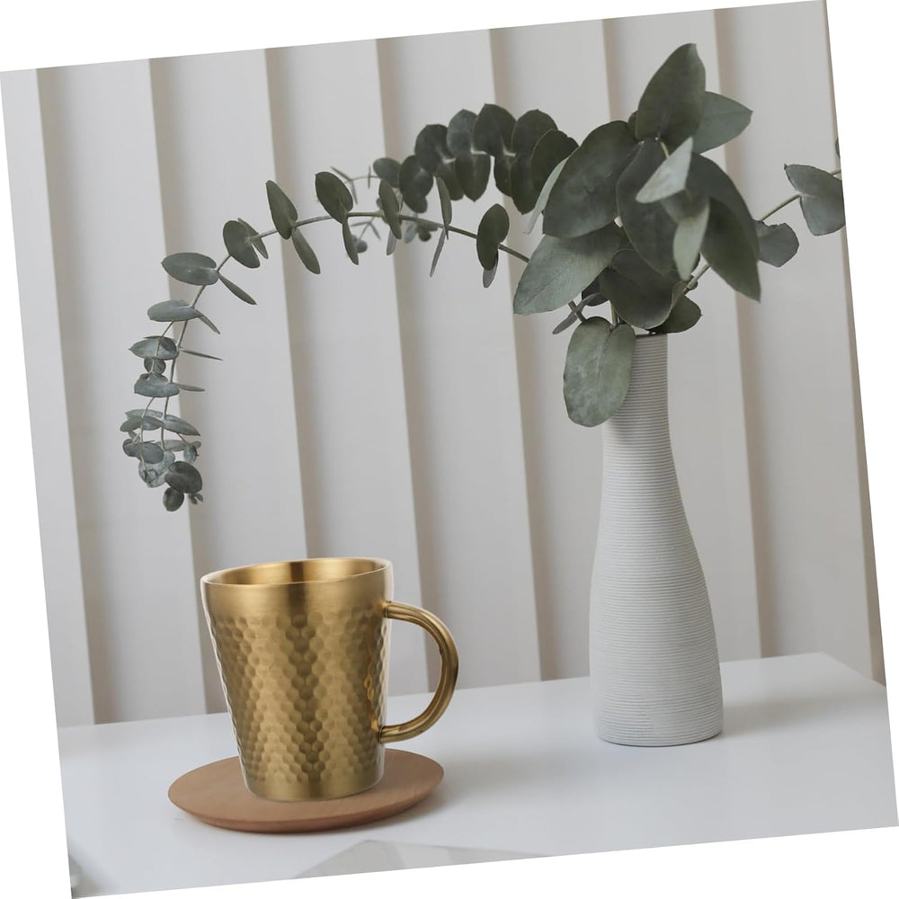 Stainless Steel Hammered Texture Glass with Handle – Double Wall Insulated Coffee Cup