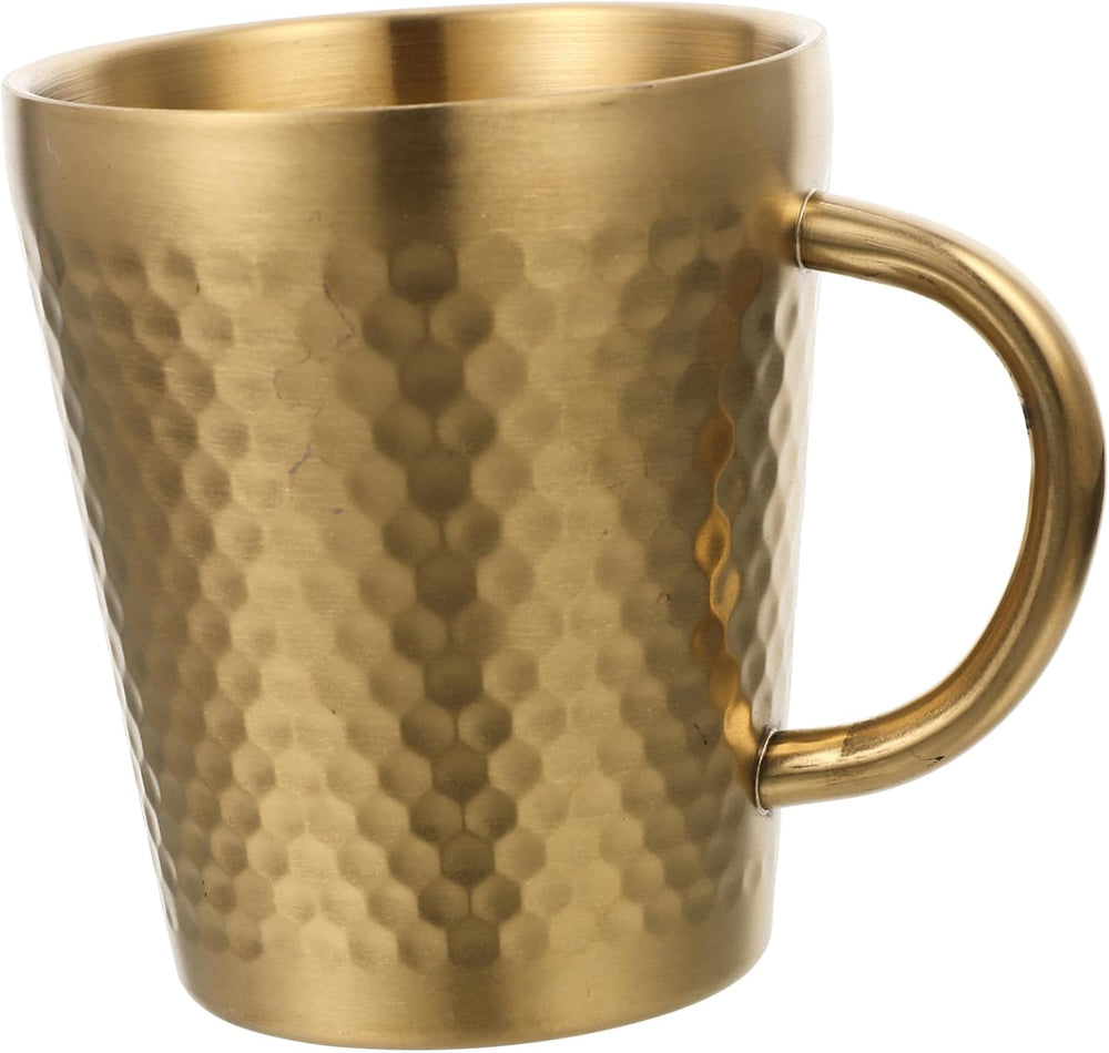 Stainless Steel Hammered Texture Glass with Handle – Double Wall Insulated Coffee Cup