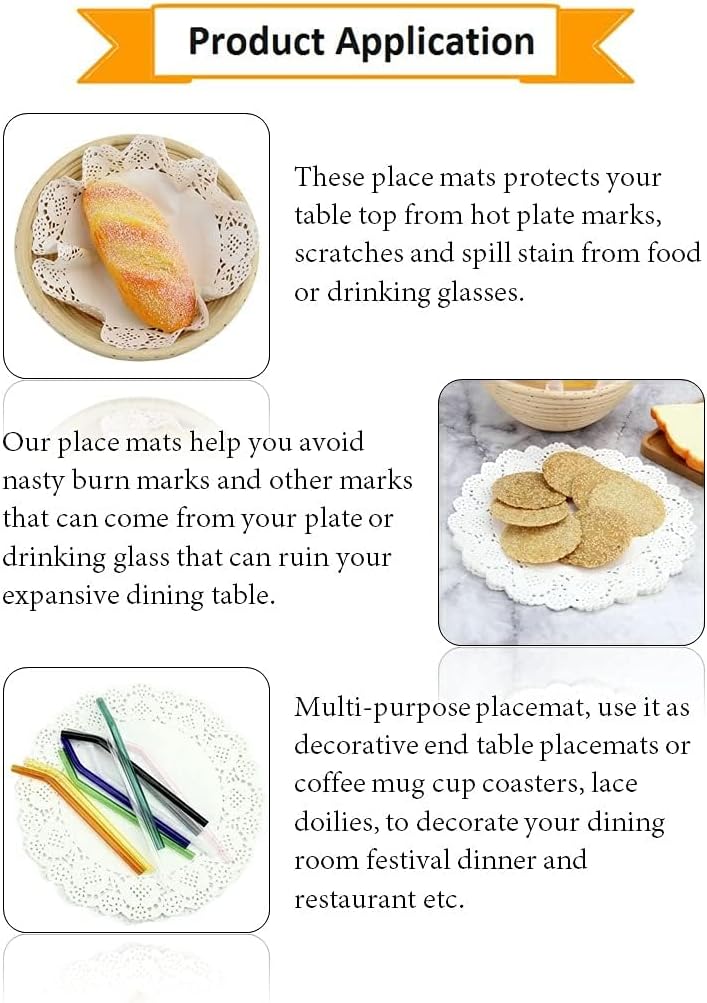 Pack of 100 - Disposable Food Grade Round Paper Doilies