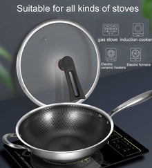 Double Sided Honeycomb Laser Coated Wok With Handle & Lid