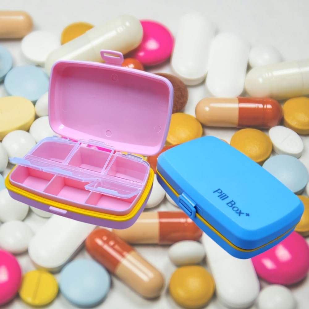 6 Compartment Pill Box Medicine Box - Random Color