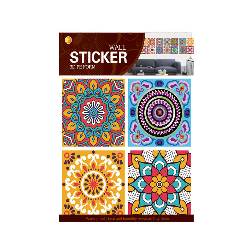 Pack of 4 - 3D Embossed Assorted Truck Art Themed Tiles Sticker (Each Sticker Size: 6x6 Inches)