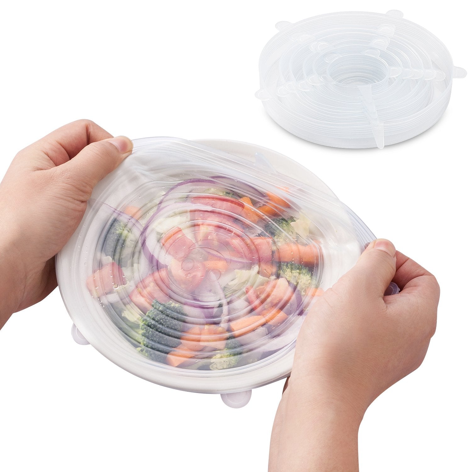 Stretch Lids Reusable Silicone Containers Food Covers Bowl (6 Pcs)
