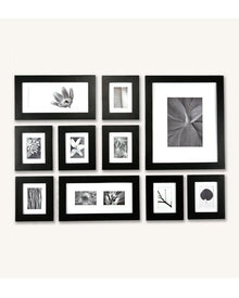 Pack of 10 - Photo Frames Collage Wall Hanging Wall Decor Set - Black