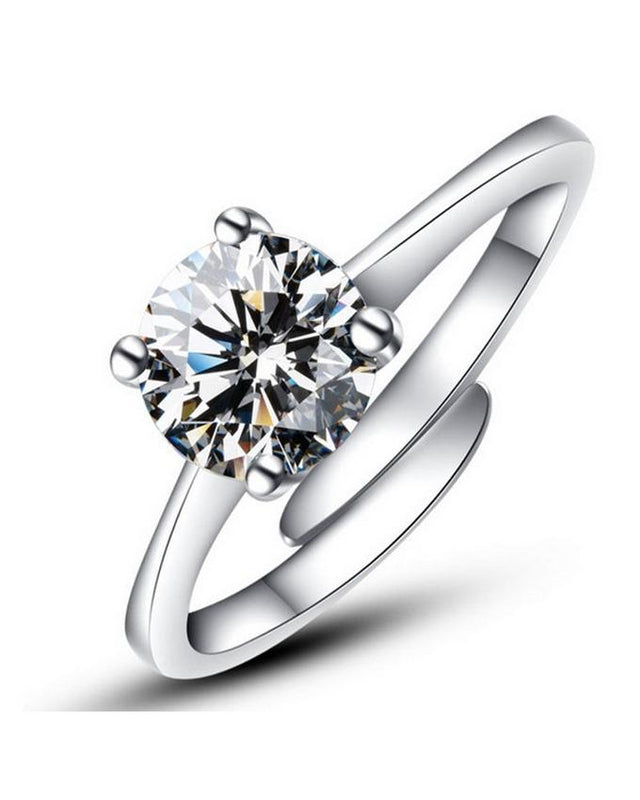 White Saphire Silver Plated Ring for Girls