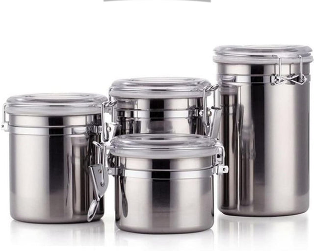 Set of 4 - Stainless Steel Canister Jars