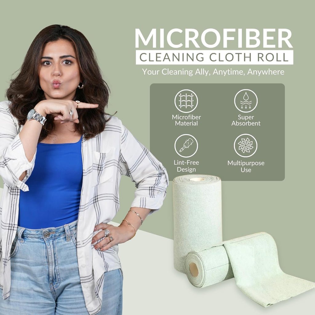 Reusable Microfiber Cloth Roll – 1 Roll Includes 20 Pcs | Multi-Color