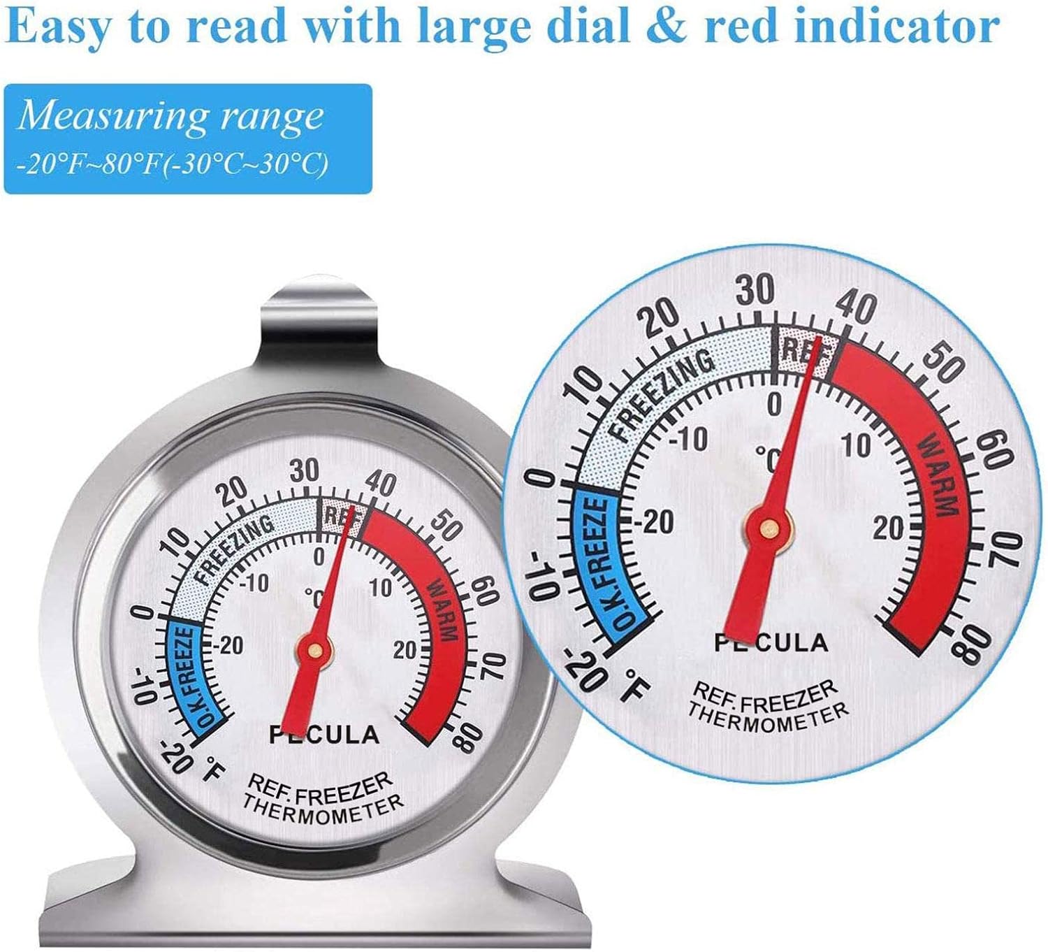 Refrigerator Thermometer with Hook and Panel Base Hang