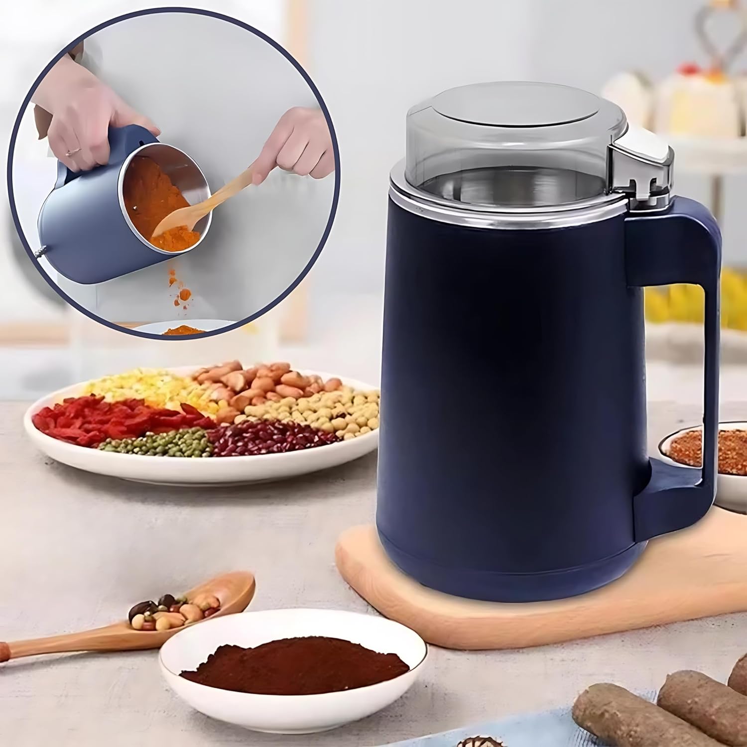 8 Blades 300W Stainless Steel Electric Coffee Grinder