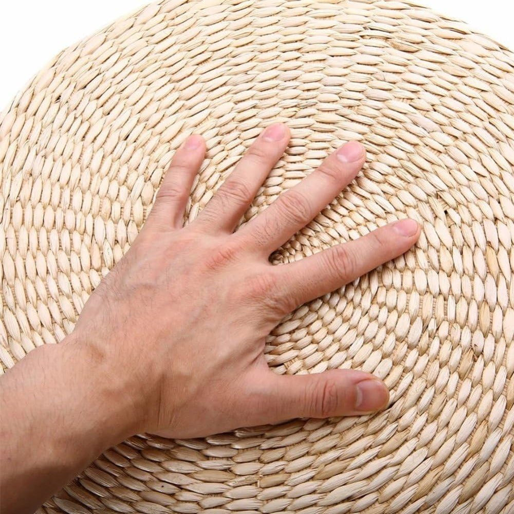 Handmade Woven Straw Pouf Floor Cushion