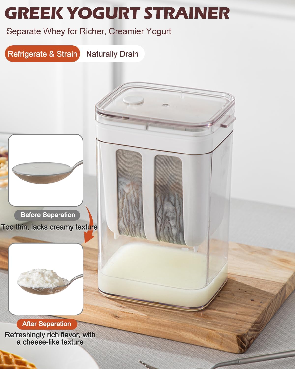 Fine Mesh Stainless Steel Greek Yogurt Strainer with Lid | Yogurt Maker & Cheese Strainer
