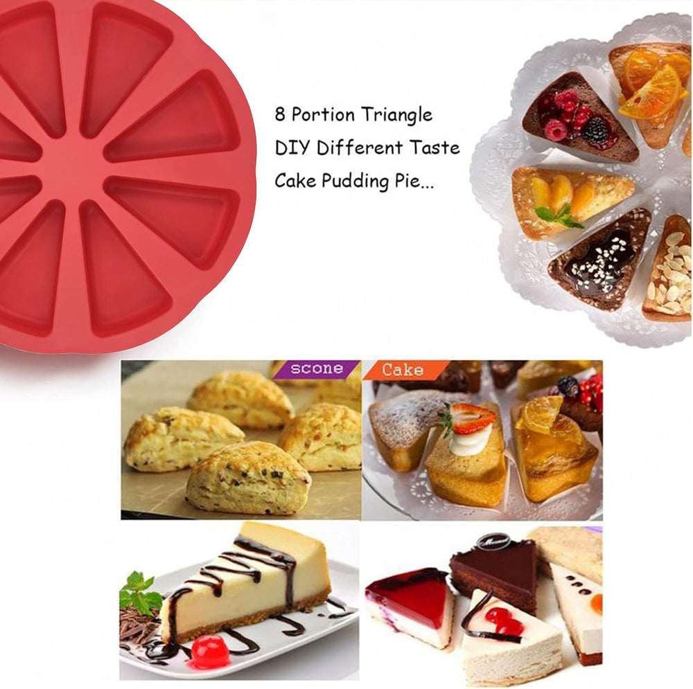 8 Cavity Triangular Shaped Silicone Cake Mold | Pizza Slice Shape Mold