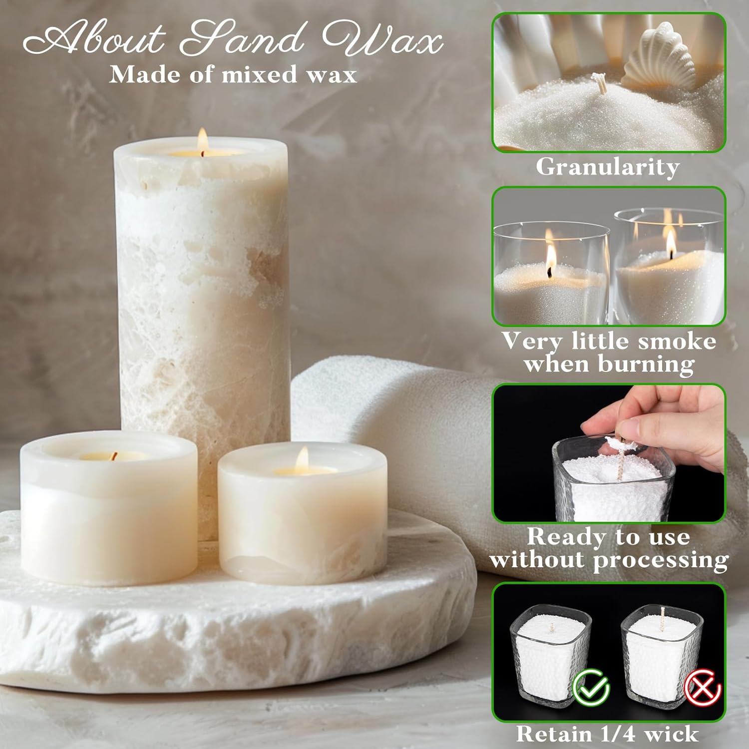 1Kg Sand Wax With Wicks