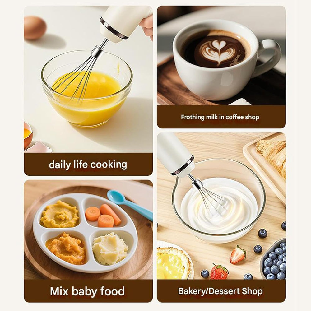 Wireless Egg Beater with 2 Different Attachments