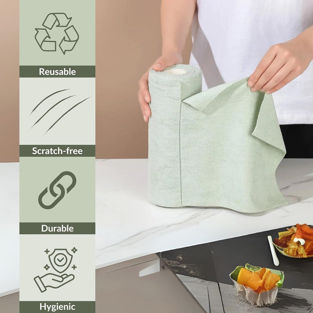 Reusable Microfiber Cloth Roll – 1 Roll Includes 20 Pcs | Multi-Color