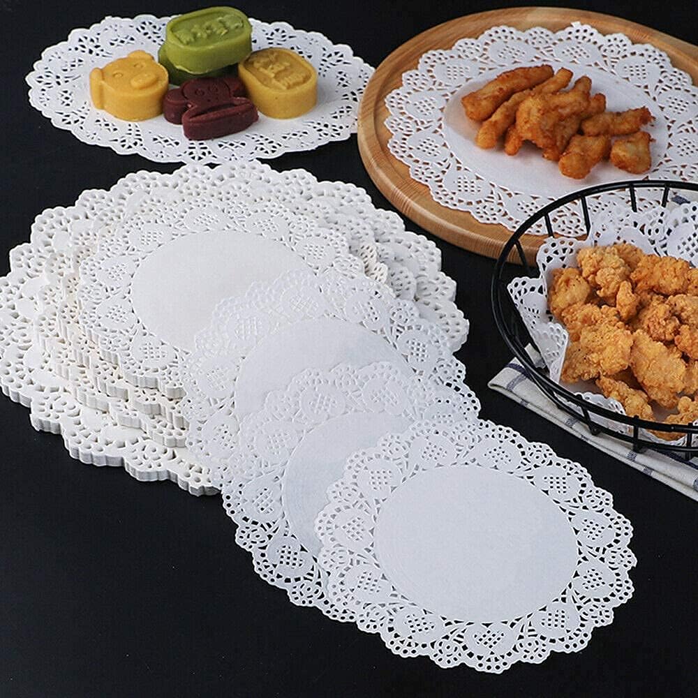 Pack of 100 - Disposable Food Grade Round Paper Doilies