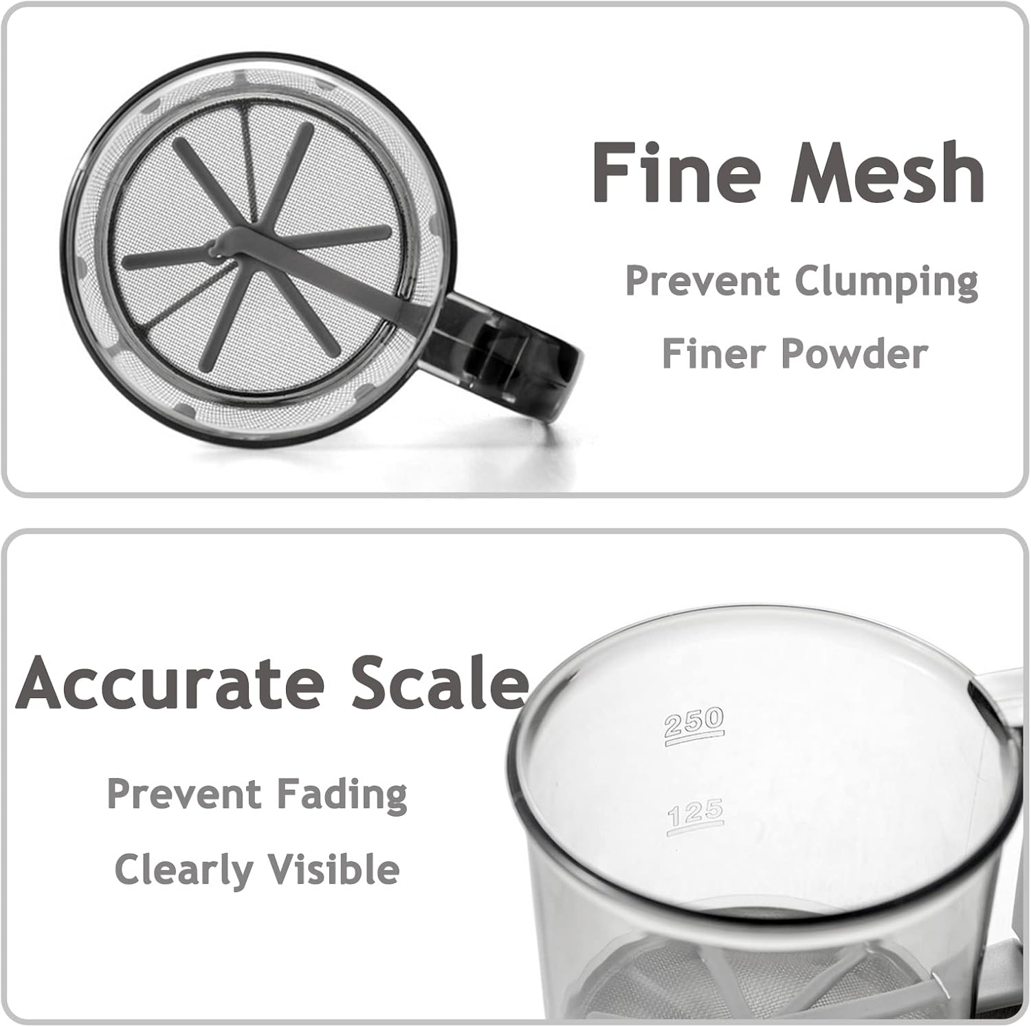 Handheld Plastic Flour Shaker Mesh Flour Sifter