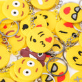 Pack of 3 - Assorted Shapes Round Plastic Materials Emoji's Keychain