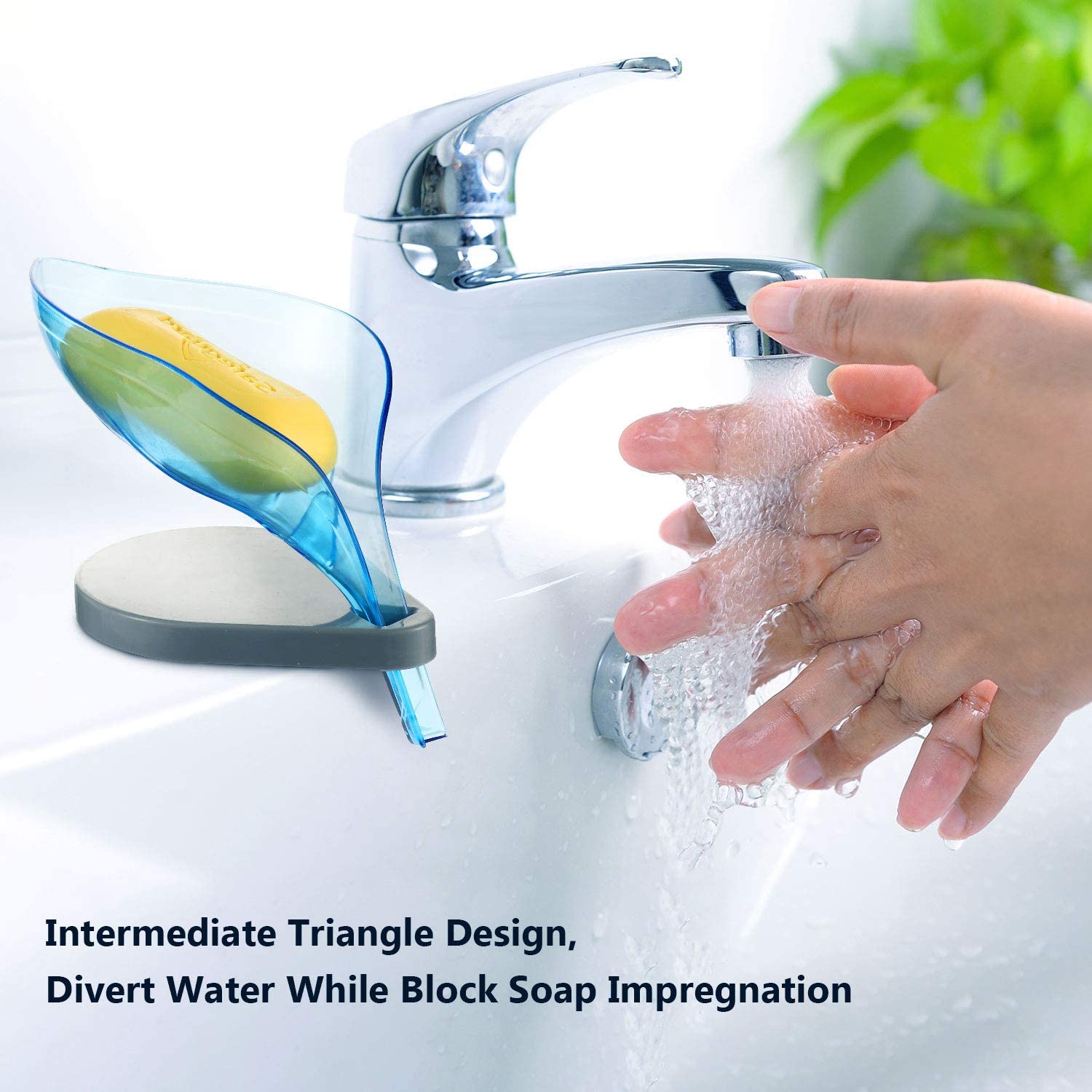 Random Color Leaf Shape Self Draining Plastic Soap Holder Self Adhesive Soap Dish Soap Case Drainage Soap Base for Shower Bathroom Kitchen