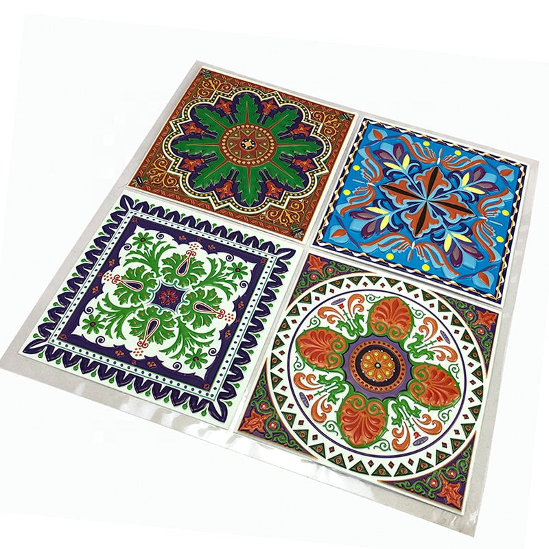 Pack of 4 - 3D Embossed Assorted Truck Art Themed Tiles Sticker (Each Sticker Size: 6x6 Inches)