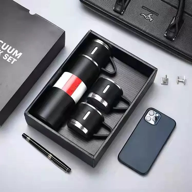 500ml Stainless Steel Vacuum Insulated Thermos Flask With 3 Cups