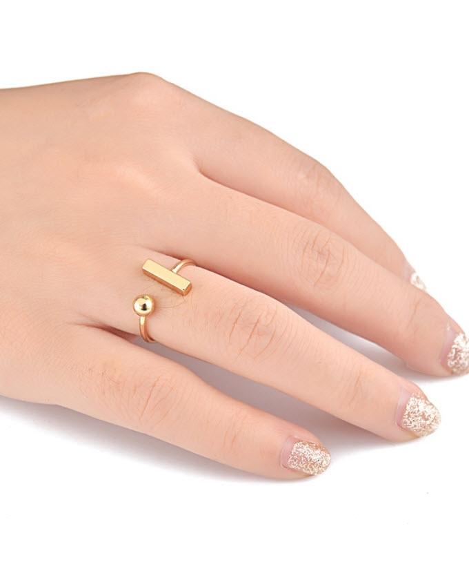 Gold Bar with Ball Ring