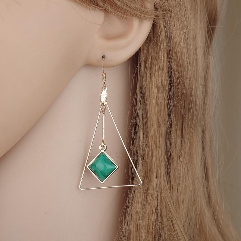 Zinc Alloy Green Hanging Stone Earrings