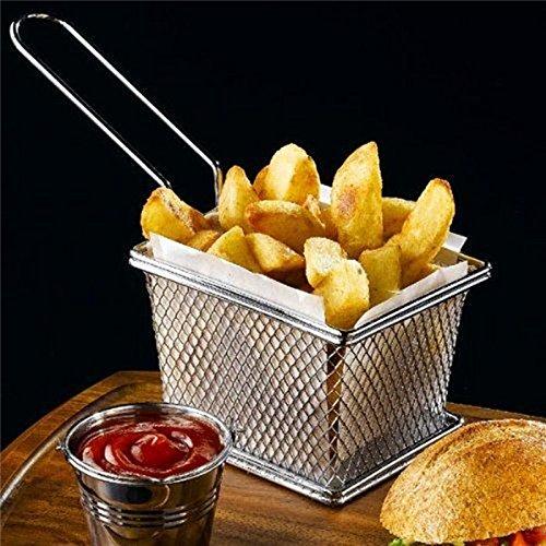 Stainless Steel Mini Square Fry Basket French Fries Holder, Fried Food Table Serving