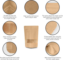 Pack of 25 - Kraft Paper Standup Self Sealing Zipper Pouch