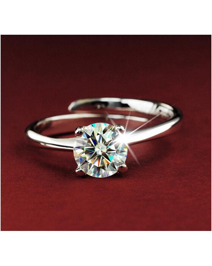 White Saphire Silver Plated Ring for Girls