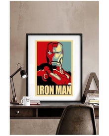 Iron Man Comic Retro Poster on Kraft Paper - Block Mounted - Multicolor