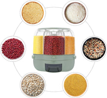 6-Compartment Rotating Rice Storage Dispenser – Flower Pattern, 7L Cereal Container