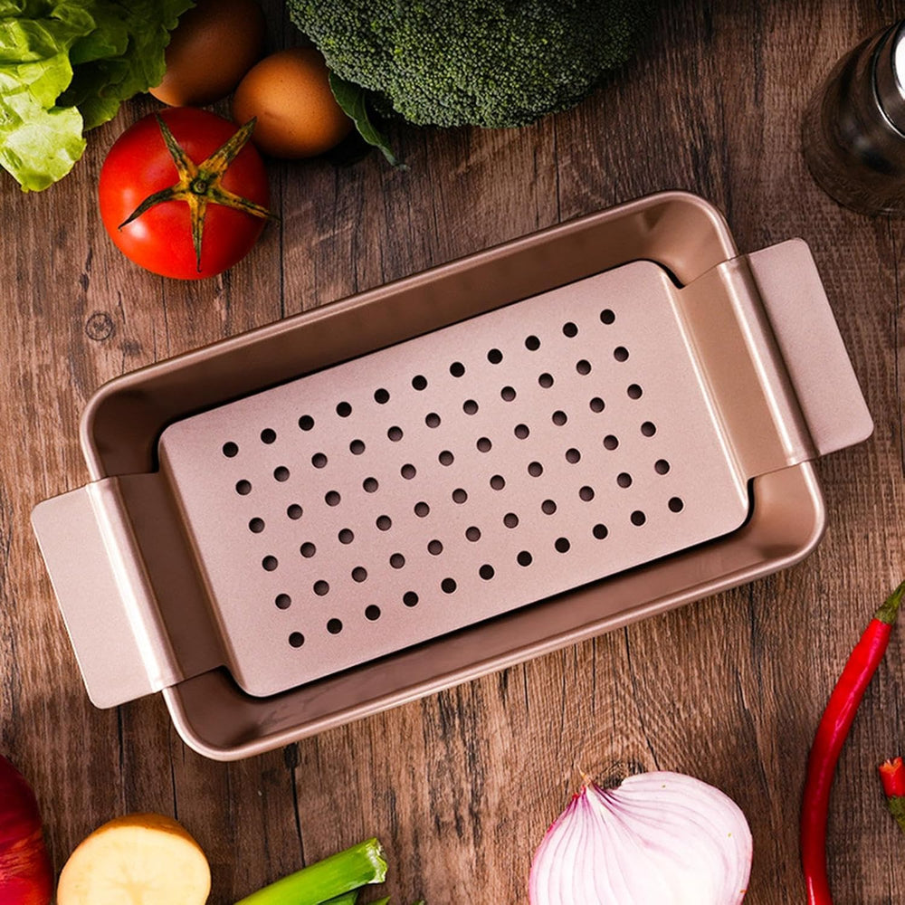 Meatloaf Pan with Drain Tray | Bread Loaf Pan with Insert