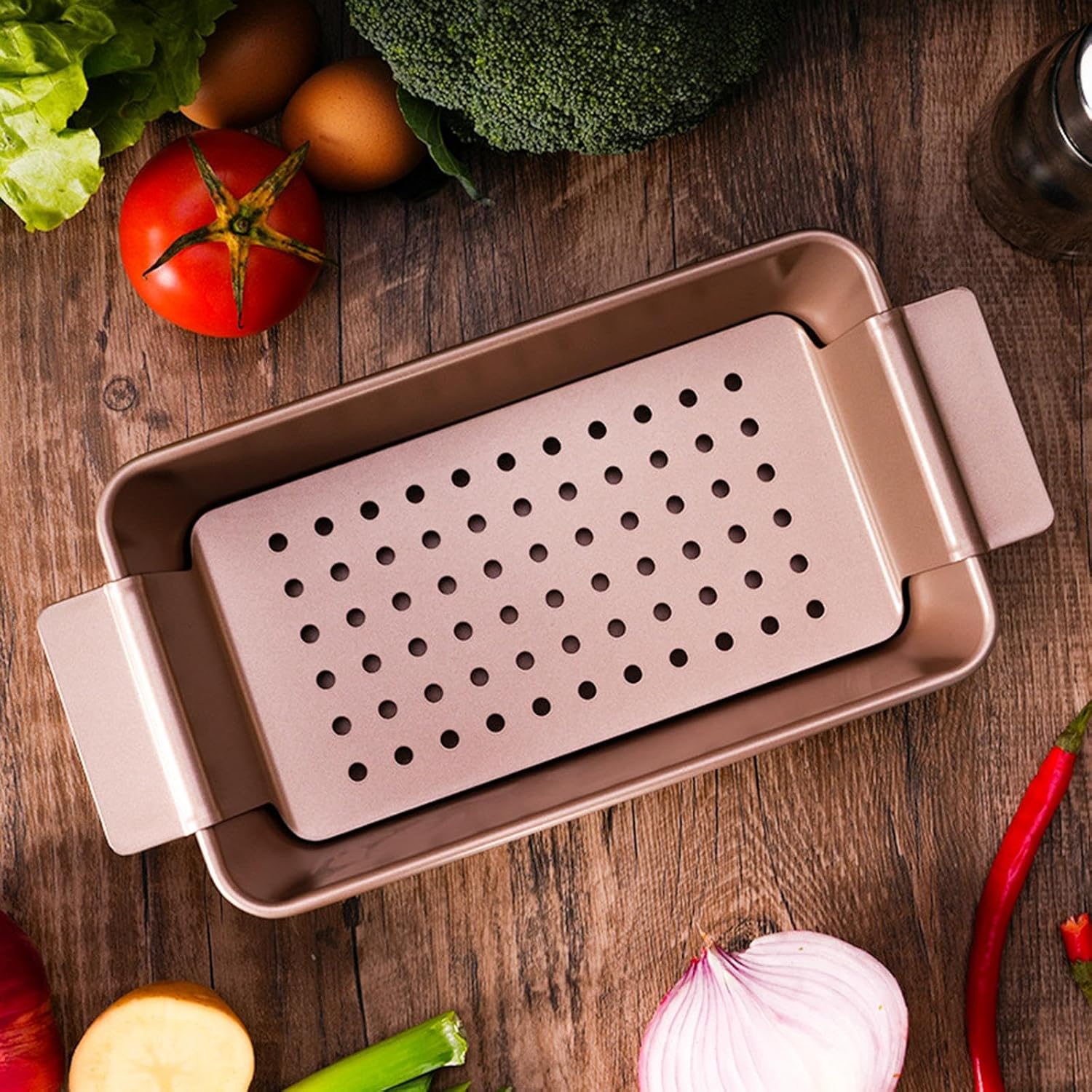 Meatloaf Pan with Drain Tray | Bread Loaf Pan with Insert