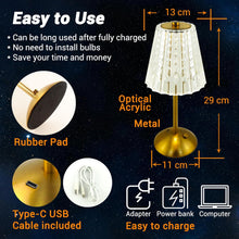 Dimmable Crystal 3 Colors LED Cordless Table Lamp