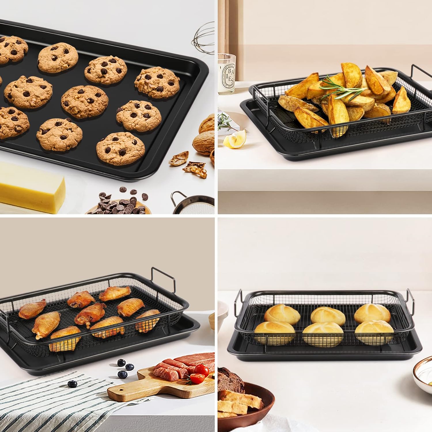 Premium Non-Stick Air Fryer Baking Tray with Mesh Basket